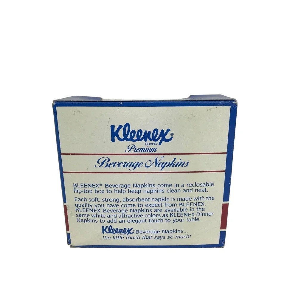 Vtg Box of Kleenex Premium Beverage Napkins 1989 New (old stock)‎ Sealed